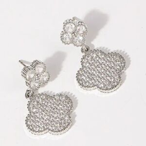 Clover Silver Floral Earrings Four Leaf Earrings